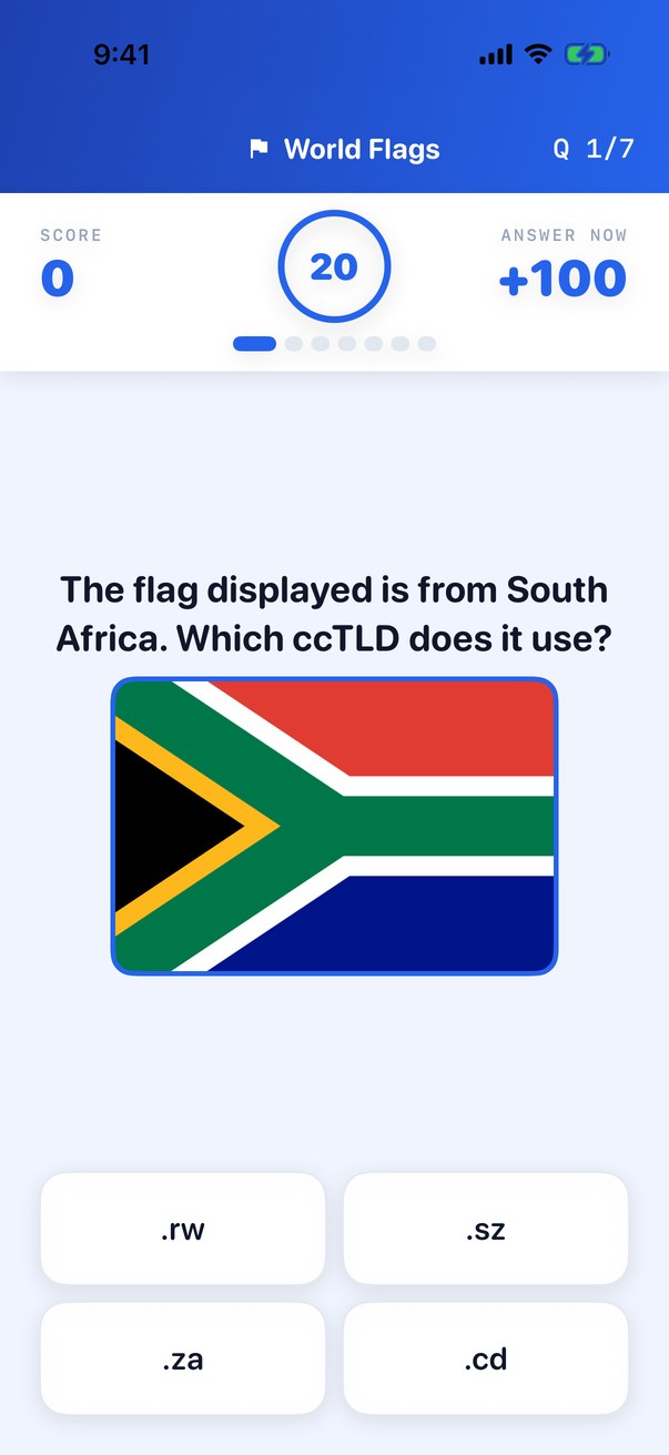 Quiz Me — live question with flag image
