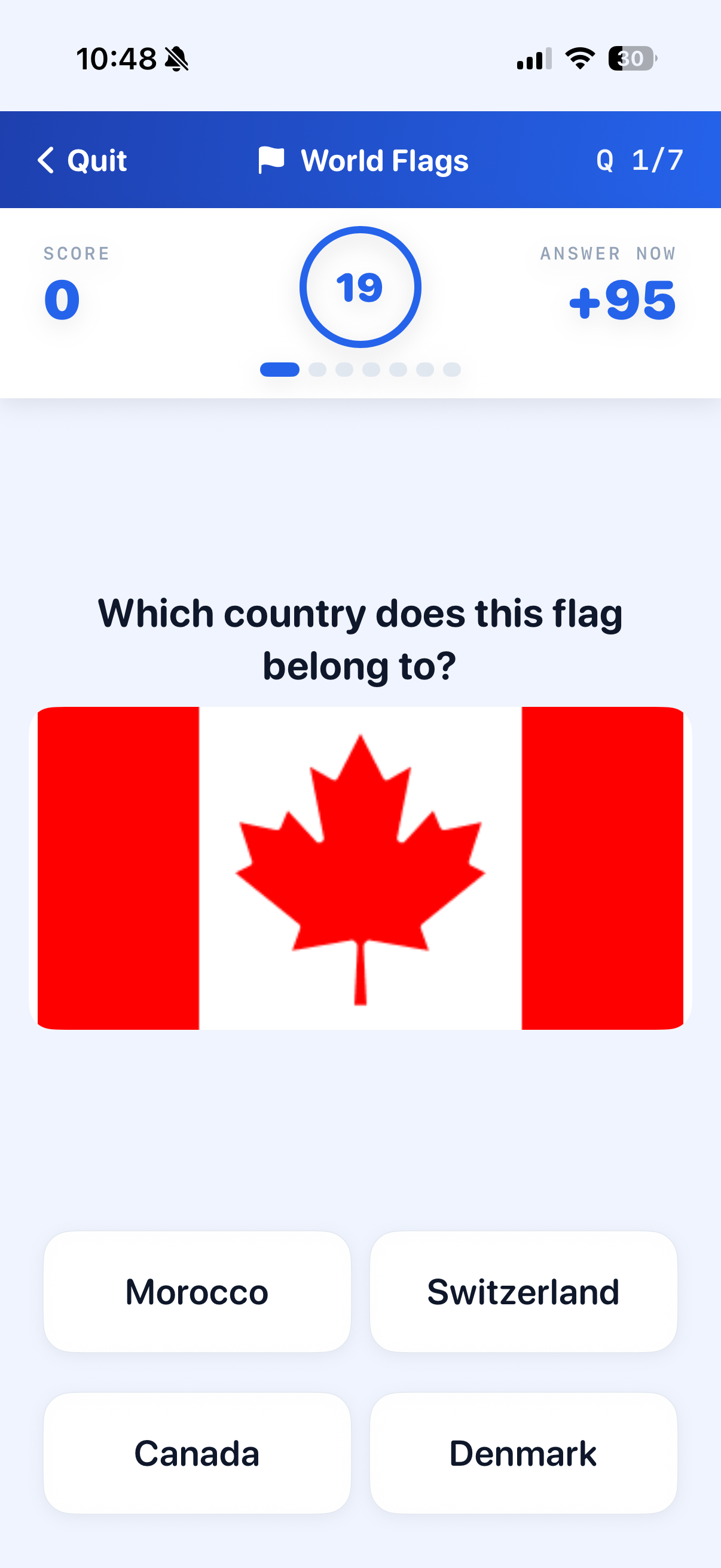 Quiz Me — live question with flag image